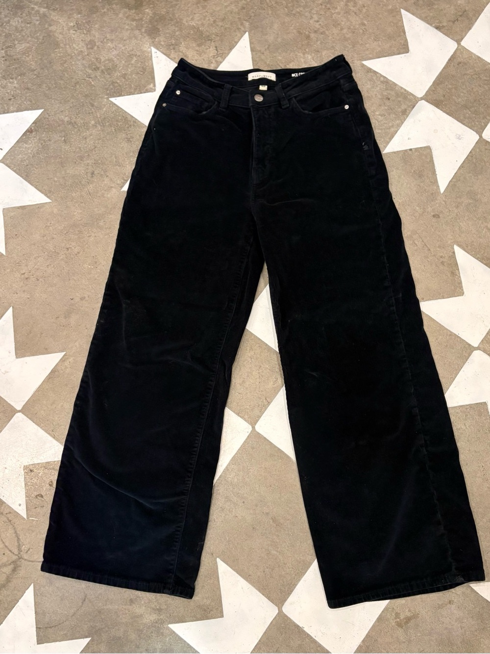 Warp + Weft Black Wide-Leg Corduroy Pants